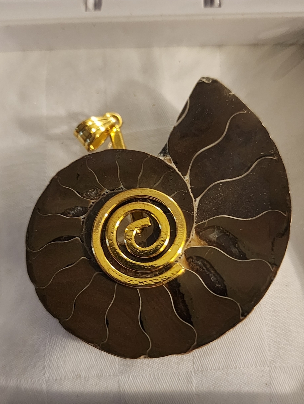 Gold-Tone Ammonite Spiral Pendant Necklace - Women Jewelry